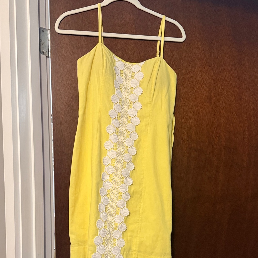 Lilly Pulitzer Yellow Dress with White Lace Accent